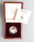 1987 gold 1/10 oz Britannia, cased with certificate no. 00218