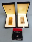 Two cased Dunhill Rollagas lighters, one chrome plated the other gold plated