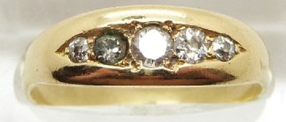 Victorian 18ct gold ring set with diamonds and paste, 4.1g, size R