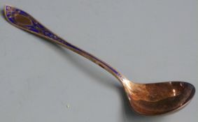 Jacob Tostrup Norwegian gilt white metal and enamel spoon, marked verso J Tostrup 930S, length