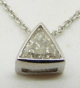 An 18ct white gold pendant set with a trillion cut diamond measuring approx 0.35ct