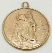 A 9ct gold St.Christopher, 2 x 2cm, 3.7g