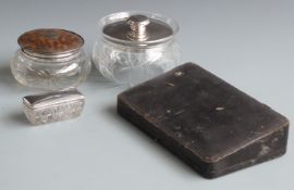 George V hallmarked silver lidded glass pot, Birmingham 1925 maker William Neale & Son Ltd, diameter