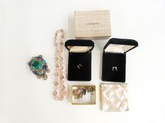 A silver tortoise set with lapis luzuli, malachite and turquoise, three pairs of silver cufflinks, a