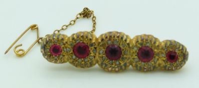 Edwardian 9ct gold brooch set with diamonds and paste, Chester 1908