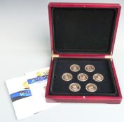 London Mint Office 'Rule Britannia' Seven Golden Majesty coin set, comprising seven proof coins