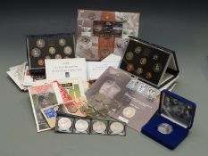 Royal Mint proof coin collections from 1990 and 1992, silver proof cased crown, coin and FDC sets