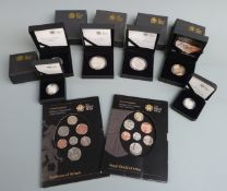 2008 Royal Mint silver proof cased coins comprising £2 coins Fourth Olympiad and handover, two