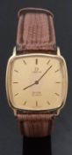 Omega De Ville gentleman's wristwatch ref. 191 0102.1 with two-tone hands and baton markers, gold