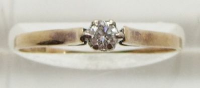 A 9ct gold ring set with a diamond of approximately 0.15ct, 1g, size P