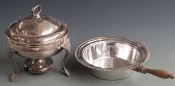 Silver plated food warmer with spirit burner, height 28cm