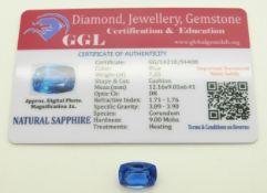 A loose cushion cut sapphire measuring approximately 7.25ct
