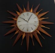 Metamec retro starburst clock, overall diameter 46cm