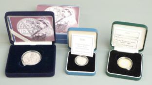 2001 Royal Mint silver proof cased coin comprising Queen Victoria Anniversary crown, Marconi £2