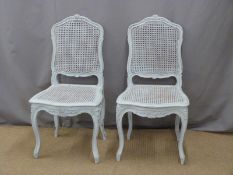 Pair of bergere seated shabby chic chairs