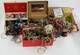 A large collection of costume jewellery including pearl and agate bracelet, glass pendant,