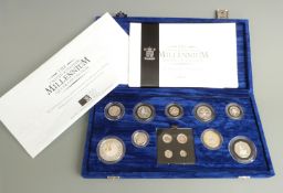 Royal Mint 'The UK Millennium Silver Collection' in deluxe case with certificate no 03037,