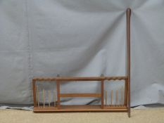 Hardwood walking stick and a hardwood embroidery or similar stand