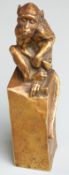 M.Marx gilt bronze sculpture of a monkey on base, approximately 24cm tall