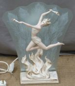 Lamp with figure of a prancing lady height 44cm