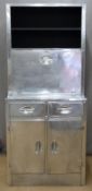 Polished aluminium retro dresser or kitchen unit, W77 x D46 x H175cm