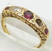 An 18ct gold ring set with rubies and diamonds, 4.0g, size M