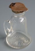 George V hallmarked silver mounted cut glass whisky noggin, Birmingham 1914 maker Hukin & Heath Ltd,
