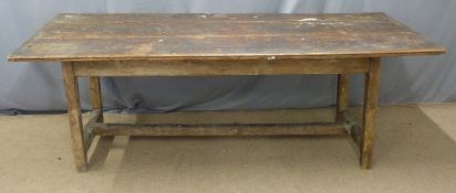 An antique pine refectory table, L219 x W92 x H78cm
