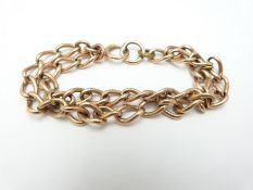 Victorian 9ct rose gold double curb link bracelet, 33.0g