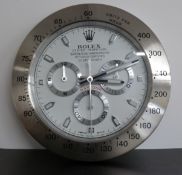Rolex Oyster Perpetual Daytona shop display or advertising wall clock with white dial and tachymetre