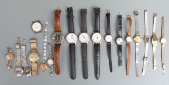 Eighteen various ladies and gentleman's wristwatches Rotary, 9ct gold ladies example etc