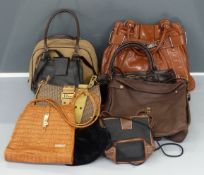Nine handbags including canvas and faux leather examples