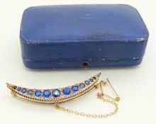Victorian crescent brooch set with paste and diamonds, in original box