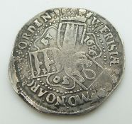 West Frisia silver Daalder 1686, obv knight standing right, rev shields of Enkhuizen 36/37mm, 15g