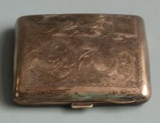 Hallmarked silver cigarette case with engraved decoration, weight 75g