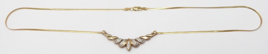 A 9ct gold necklace set with diamonds, 4.2g