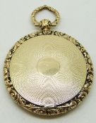 Victorian pendant/ vinaigrette with engine turned decoration within a foliate border, 3.7cm