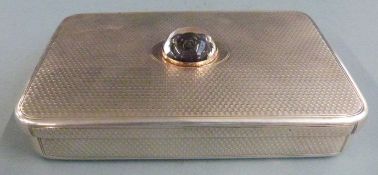 Victorian hallmarked silver sandwich or similar box having engine turned decoration and set with