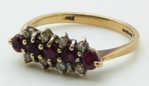 A 9ct gold ring set with rubies and diamonds, 2.1g, size M