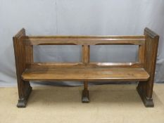 19thC oak pew with plain ends, ex Cirencester Parish Church, purchased 1970's, 164 x 49cm