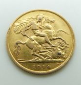 1914 George V half sovereign