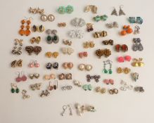 A collection of earrings including Trifari, Sarah Coventry, paste, Emmons, Napier, Whiting and Davis