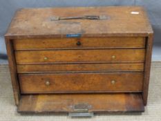 Toolmaker's chest of four drawers with contents to include micrometers, taps and dies, reamers,