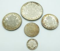 1937 silver coins including crown, half crown, shilling etc, VF