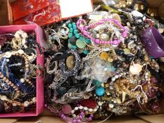 A collection of costume jewellery including necklaces, bracelets etc