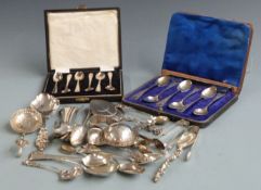 Quantity of hallmarked silver cutlery to include two cased and one loose set of teaspoons, weight