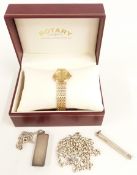 A 9ct gold ladies Rotary watch, in original box (20.4g), silver items etc