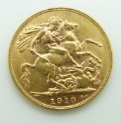 1910 Edward VII gold full sovereign