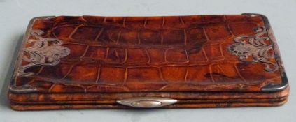 Victorian hallmarked silver mounted crocodile or alligator skin wallet, import marks for