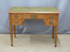 Leather inset oak desk, W100 x D50 x H75cm